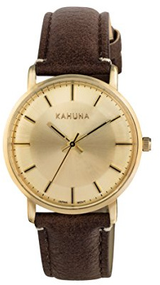 Kahuna Women's Quartz Watch with White Dial Analogue Display and Brown PU Strap KLS-0326L