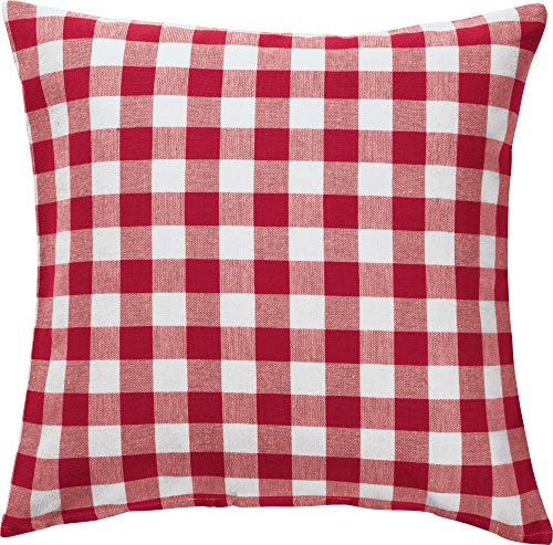REDBEST Kissenhülle, Kissenbezug Landhaus karo Nashville rot Größe 40x40 cm - strapazierstark, langlebig, glattes Gewebe, mit Reißverschluss (weitere Farben, Größen)