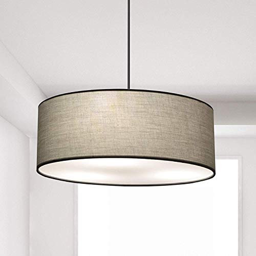 SPARKSOR Pendelleuchte Hängeleuchte, Stoff Pendellampe, Grau Esszimmer Hängelampe, Durchmesser 45cm, Esstischleuchte für Wohnzimmer Schlafzimmer Küche, Warmweiss 3-flammig E27, Höhenverstellbar