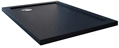 Plato de Ducha 70x120x4cm Rectangular Acrílico Borde Realzado Antracita Efecto Piedra Mod. Flower