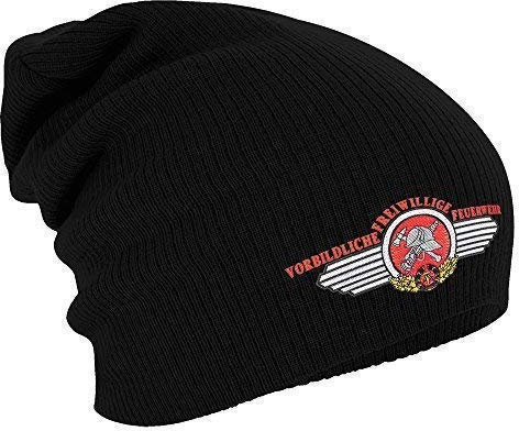 Fan-O-Menal Textilien Longbeanie Slouch-Beanie DDR Feuerwehr 55266 Farbe schwarz