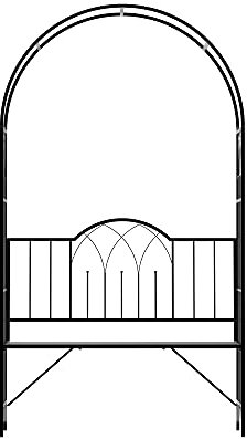 Outsunny Rosenbogen aus Metall Rankhilfe für Kletterpflanzen Gartenbogen mit Bank Spitze Torbogen Rankbogen für Rosen Bögen Rankgitter Rosenhilfe für Garten 115 x 59 x 203 cm Schwarz
