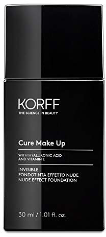 KORFF Unsichtbare Foundation mit Nude-Effekt, mittlere bis niedrige Deckkraft, modulierbar, leichte und seidige Textur, angereichert mit Hyaluronsäure, 04, 30 ml