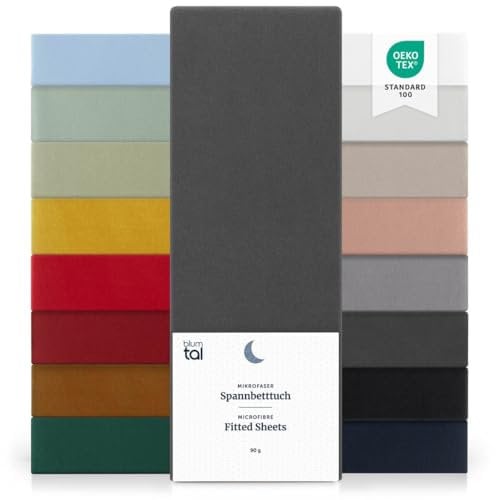 Blumtal Spannbettlaken - Spannbetttuch, Spannleintuch, Bettbezug & Laken aus Microfaser - Anthrazit in 100x200 cm