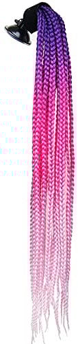 3T-SISTER Helm Zöpfe Gradient Rampe Helm Pferdeschwanz Helm Haar mit Saugnapf Haarschmuck für Motorrad Fahrrad 1 STÜCKE 24 Zoll (Ombre Purple pink)