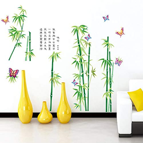 Dass Stickers muraux Vert Bambou Motif Plantes, Art Vinyle Papier Peint, for la télévision Fond Salon Et Chambre Décoration (60 * 80 cm)