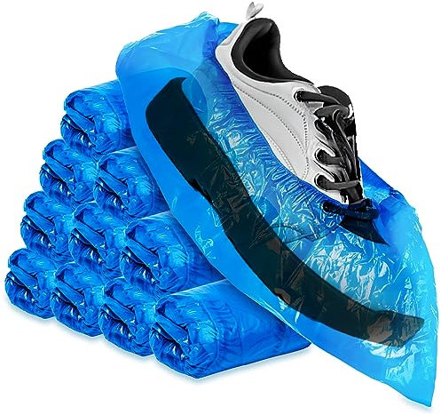 com-four® 100x Copriscarpe Monouso - Copriscarpe in Plastica 5 g - Calzari Usa e Getta Impermeabili - Copriscarpe in Taglia Unica