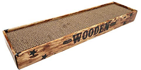 Croci Arbre à Chat en Carton 2 Couches réversibles avec Pieds antidérapants avec enveloppe d'herbe à Chat Style Noyer 48 x 12,5 x 5 cm