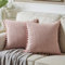 Fancy Homi 2 Stück Boho Big Dekorative Wurfkissenbezüge 26x26 mit Pom-Poms Weicher Cord Solide Quadratische Kissenbezüge für Couch Sofa Schlafzimmer Auto Wohnzimmer (66x66cm), Blush Pink)