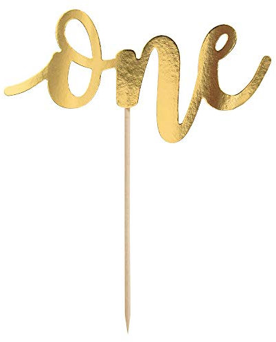 DekoHaus Cake Topper Aufschrift One in Gold 19cm Kuchendekoration