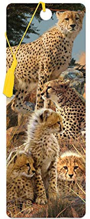 3D LiveLife Lesezeichen - Gepardclan von Deluxebase. Ein Gepard-Lesezeichen mit linsenförmigen 3D-Kunstwerken, lizenziert von dem bekannten Künstler David Penfound
