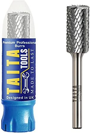 Carbide Burr 1/4 Shank, SB-5 Tungsten Double Cut Rotary Die Grinder Bits - Cutting Burrs for Milwaukee, Dewalt and Makita Die Grinder Accessories - Wood Carving Metal Working & Sturdy Storage Case