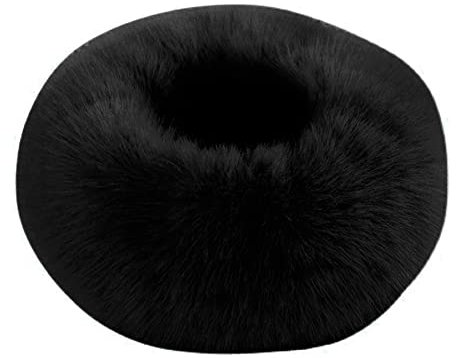 Asudaro Frauen Kunstpelz Stirnband, Fellmütze Pelzmütze Damen Wintermütze Faux Fuchs Pelz Warm Hut Winter Ohrenwärmer Ohrenschützer Ski Hut Für Winter Kaltes Wetter,Schwarz