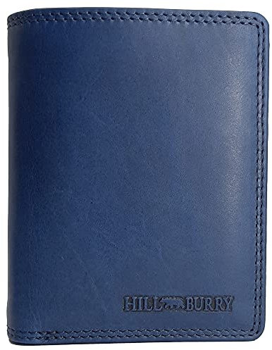 Geldbörse aus Leder für Damen mit RFID-Schutz Münzfach Geldbeutel Geldtasche Portemonnaie Portmonee (Hill Burry Hochformat, Länge ca. 9,8 cm, Höhe ca. 12,7 cm, Breite 2,8 cm, blau)