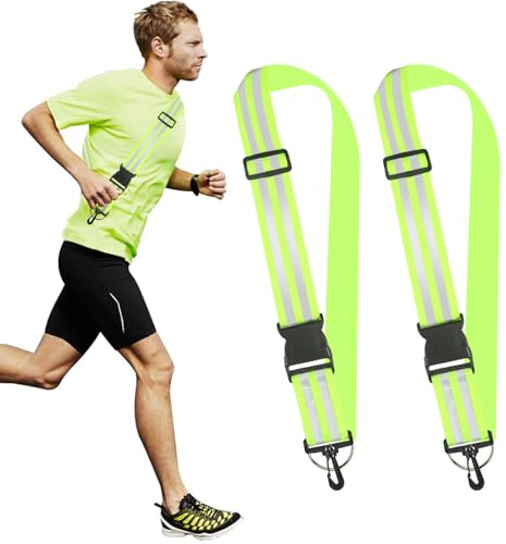 prota Reflective Sash for Walking at Night, 2 Pcs Reflective Running Gear Adjustable Reflective Belt,High Vis Belt with Clip for Children Adult Biking Cycling Jogging Walking Night Safety