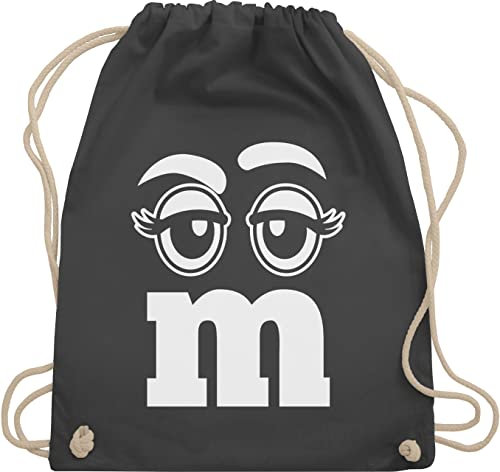 Shirtracer Turnbeutel Rucksack - Karneval & Fasching - Taschen - M und M Augen - Unisize - Dunkelgrau - wurfbeutel rosenmontag und.m faschings baumwollrucksack tasche fasent mit umhängebeutel beutel