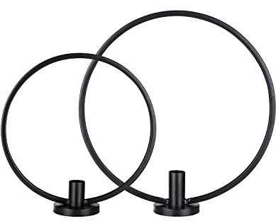 Stabkerzenhalter Ring Kerzenständer rund Metall 2 unterschiedliche Größen 2er Set Kerzenhalter für LED Stabkerzen Tafelkerzen Dinnerkerzen Tischdeko für Weihnachten Geburtstag Hochzeit