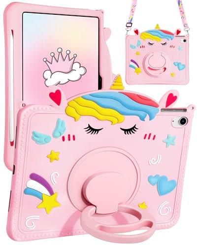 Gurgitat for iPad 10th Generation Case Girls-10.9 inch Cases with Pencil Holder Handle Stand Shoulder Cute Cartoon Girly Teens Tablet Cover for iPad 10th Gen 2022