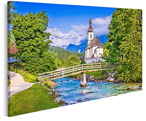 islandburner Bild auf Leinwand Berchtesgaden Nationalpark Deutschland Pfarrkirche St Sebastian Dorf Ramsau Bilder Wandbilder Poster BNPQ-1K