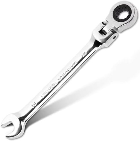 Llave Combinada de Carraca 10 mm Herramienta de llaves de Trinquete ángulo Ajustable de 180 °,72 Dientes, Acero al Cromo Vanadio