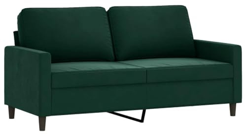 vidaXL Sofa 2-Sitzer, Loungesofa Couch mit Armlehnen Rückenkissen, Wohnzimmersofa Designsofa Metallgestell, Sitzmöbel Zweisitzer, Dunkelgrün Samt