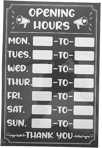Gatuida Panneaux D'heures D'ouverture Adhésifs Effaçables Pvc Épais Noir Autocollants Résistants à La Décoloration Pour Vitrines Magasins Commerces