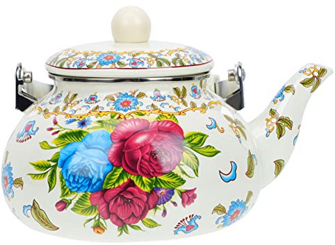 MAGICLULU Emaillierter Teekessel 2,5L Emaille Edelstahl Wasserkessel Große Kapazität Lebensmittelecht für Induktionsherd Elektroherd Gasherd Stilvolles Design zum Erhitzen von Wasser der Küche