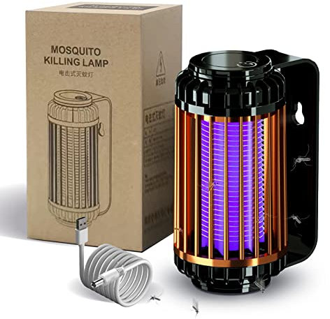 Insektenvernichter Elektrischer, Mückenfalle Elektrisch, Fliegenfalle Elektrisch USB, Mückenlampe Akku, Insektenfalle Lampe Innen Insektenlampe Außen UV Moskito Killer 50m² (Wiederaufladbar, Gold)