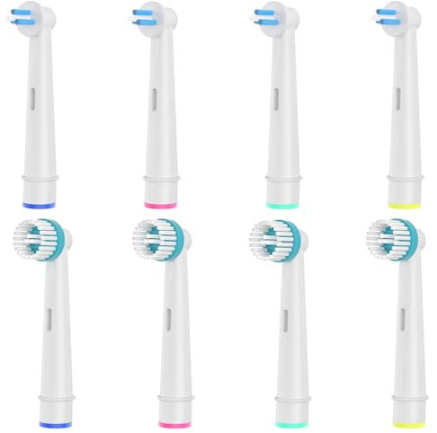 4 Stück Interspace und 4 Stück Ortho Care Aufsteckbürsten Kompatibel mit Braun Oral B Elektrische Zahnbürste, Weiß