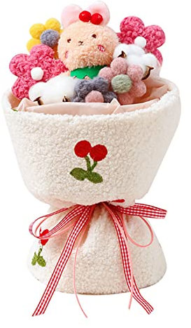 Bouquet di Fiori Per Bambole in Peluche con Luci a LED, Bambola Morbida in Peluche Bouquet di Fiori Carini Fiori Finti Conigli di Orso Ripieni Per Il Compleanno di San Valentino(#1)