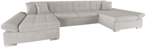 Mirjan24 Ecksofa Alia mit Regulierbare Armlehnen, 2 Bettkasten und Schlaffunktion, U-Form Eckcouch vom Hersteller, Sofa Couch Wohnlandschaft (Velo 622)