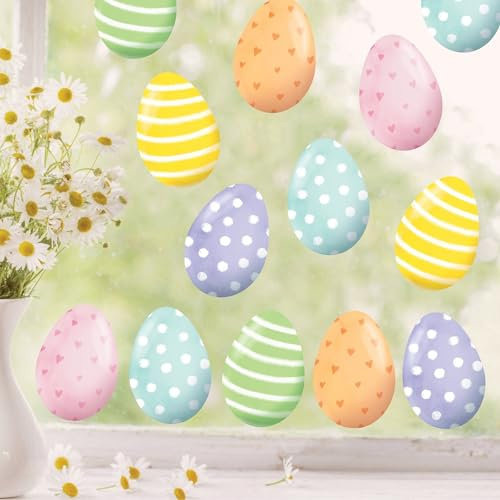 Wandtattoo Loft Fensterbilder Frühling Selbstklebend 18 farbige Ostereier Motiv – A3 Bogen, Wiederverwendbar – Deko Frühling, Frühlingsbild Fenster, Fensterdeko Frühling, Fensterbild Ostern