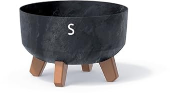 MELTOM Pot de fleurs avec pieds - Bac à fleurs - Pot à herbes - (béton anthracite, taille S : 23 cm)