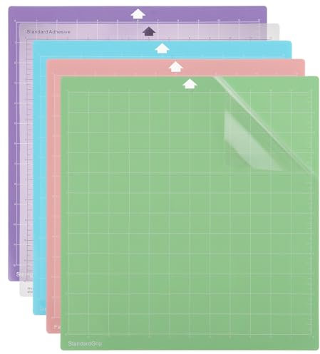 DAJAVE 5 Stück Schneidematte für Silhouette Cameo Plotter 4/3/2/1, 12x12 Ersatz Schneidematte Standardgrip, Cutting Mat, StandardGriff, Lichtgriff, Starker Griff für Silhouette Cameo Viny Craft
