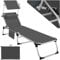 TecTake® Tumbona Jardín Exterior de Aluminio, Tumbona Plegable con Reposacabezas, Parasol y Bolsillo Lateral, Tumbona Playa Reclinable en 6 Posiciones, Tumbona Piscina Resistente a Intemperie - Gris