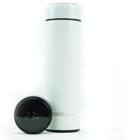 LED Display Smart Water Bottle Vacuum Insulated Flask 500ml Stainless Steel Thermal Cup with Digital Temperature Display (White)