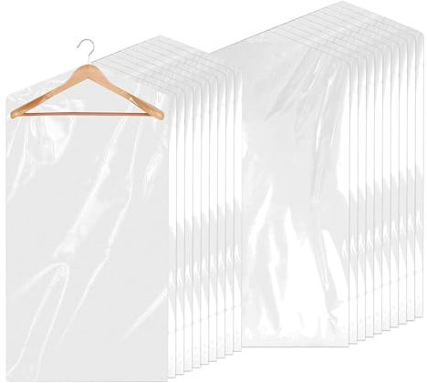 Lot de 30 housses de protection en plastique pour vêtements - Transparentes - Anti-poussière - Pour vêtements - Pour vêtements, costumes et chemises - 60 x 120 cm