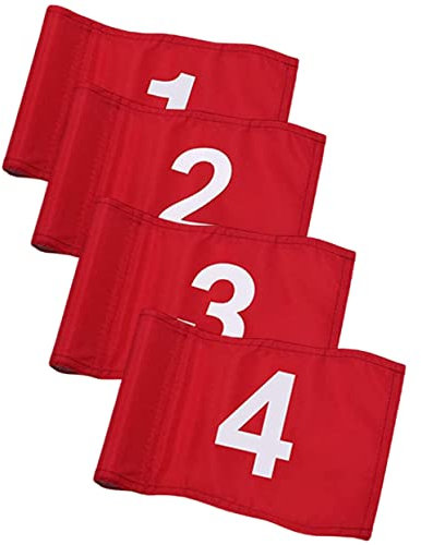 WHAMVOX 4pcs Golf Course Flags Set Colorful Numbered Flags for Putting Practice Detachable Golfing Court Supplies Red for Indoor/outdoor Use
