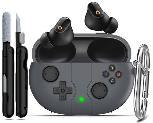 RFUNGUANGO Compatibile con Beats Studio Buds + (2023) / Beats Studio Buds (2021) Custodia protettiva in silicone, Tema console di gioco compatibile con Beats Studio Buds,Grigio scuro