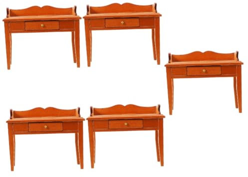 VICASKY 5 Stück Puppenhaus Möbel Mini Möbel Miniatur Klassenzimmer Schreibtisch Modell Holzpuppen Schreibtisch Mini Schreibtisch Holztisch Modell Mini Dekoration