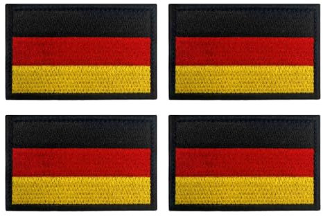 4 Stück Deutsche Flagge Patch Bügelbild Aufbügler Iron on Flicken Taktisch Militär Applikation für Kleidung Baseballkappe Taschen Weste Jacke Rucksäcke
