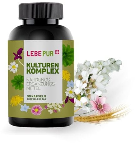 Lebepur Kulturen Komplex Kapseln, 90 hochdosierte Kapseln mit 30 Bakterienstämmen u.a. mit Lactobacillus & Bifidobakterien, 3 Monatsvorrat, nur 1 Kapsel pro Tag, magensaftrestistent & vegan