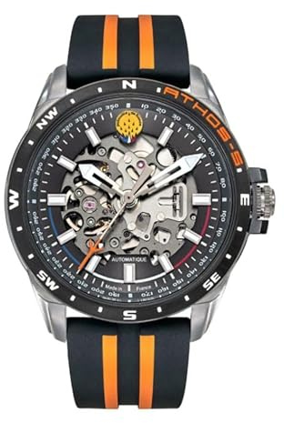 Patrouille de France Uhr Athos 5 – Silikon, Schwarz und Orange, Riemen