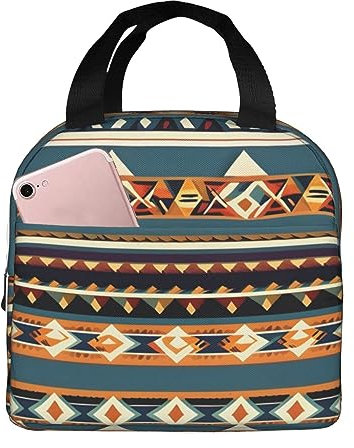 DRTGEDS Lunchbox mit Indianer-Muster, für Männer und Frauen, kleine Lunchtasche für Büro, Arbeit, Picknick, wiederverwendbar, tragbar