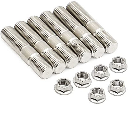 Tornillos Antirrobo Coche,Rueda Pernos Tornillo 10 mm M10 x 1.25 Tachuelas de escape Tuercas serradas Tornillos Tornillos de acero inoxidable MANIFOLD STUD(6sets)