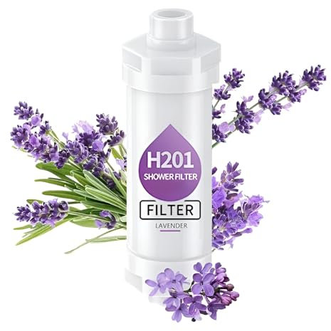 Filtro de Ducha, Purificador de Agua con Vitamina C, Suavizador de Agua Dura de Aromaterapia de Rosa o Lavanda, Eliminación de Cloro y Óxido, Fácil Instalación (Lavanda)