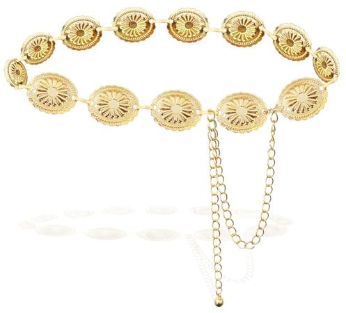 Cintura a Catena in Oro per Donna - Metallo Regolabile in Vita, Stile Boho per Abiti (Oro)