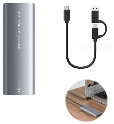 M.2 NVMe SATA SSD Enclosure, 10Gbps USB 3.2 Gen 2 to NVMe Adapter, Tool-Free Aluminum External SSD Enclosure for M-Key/B+M Key PCIe & SATA SSD, UASP & Trim Supported