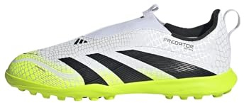 adidas Predator League Laceless Turf Football Boots Kids, Cloud White/Core Black/Lucid Lemon, 4.5 UK Child