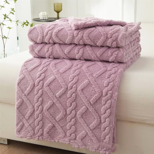 Chickwin Kuscheldecke Einfarbig Weiß Decke Flauschig Fleecedecke Grau Flanelldecke Sofadecke Warm Winter Weich Wohndecke Überwürfe Couchdecke Tagesdecke für Sofa, Bett, Couch (150x200cm,Lila)